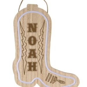 Personalized LED Rustic Boot Wall Art. Great for nursery!